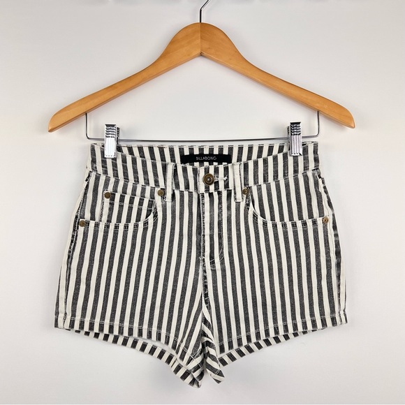 BILLABONG Stripe High-Rise Y2K Style Cotton-Blend Denim Shorts | Size US 25 - Picture 15 of 15